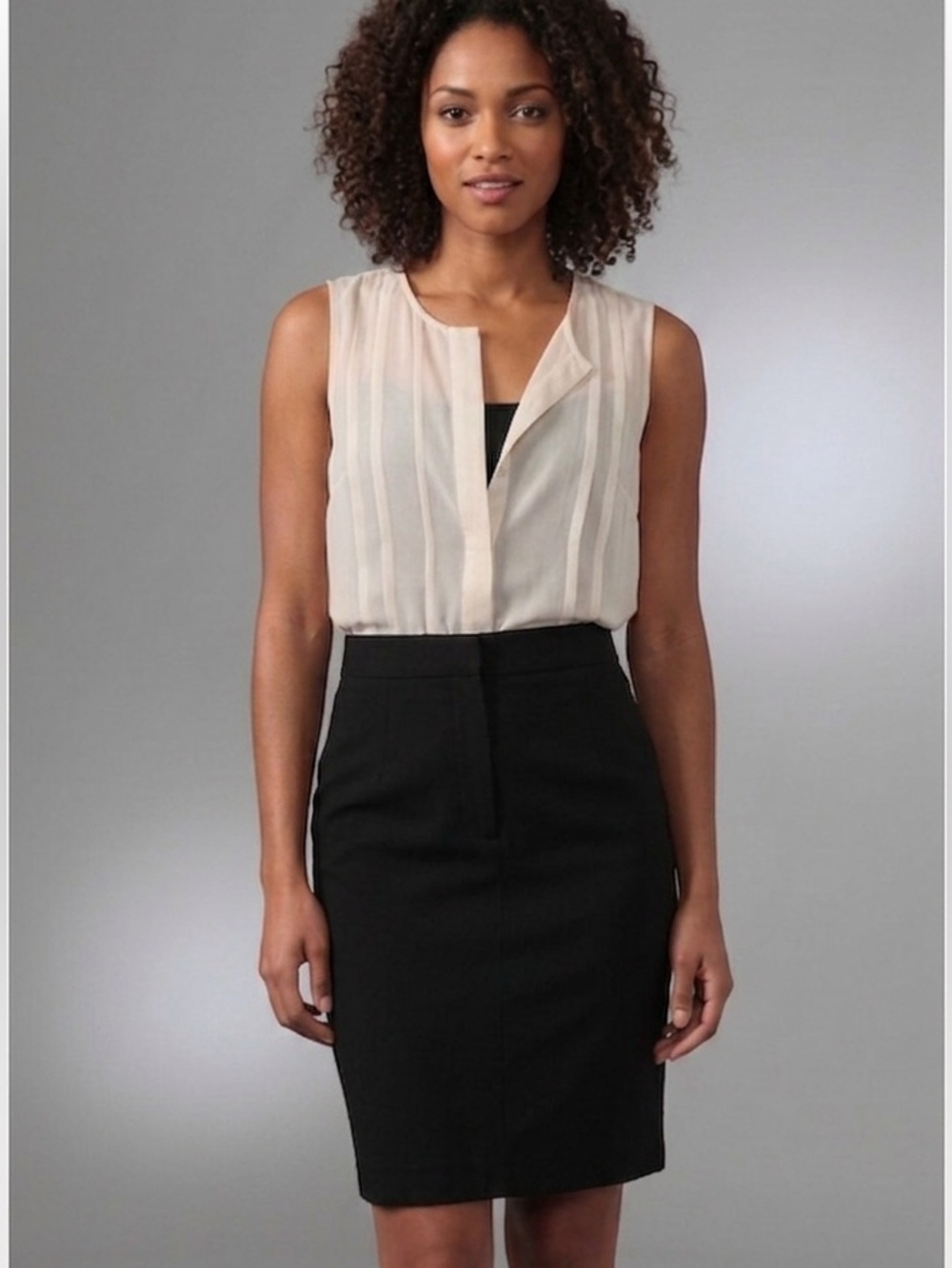 Theory "Louise" Mixed Media Silk & Ponte Bodycon Shirt Dress
Retail: $395